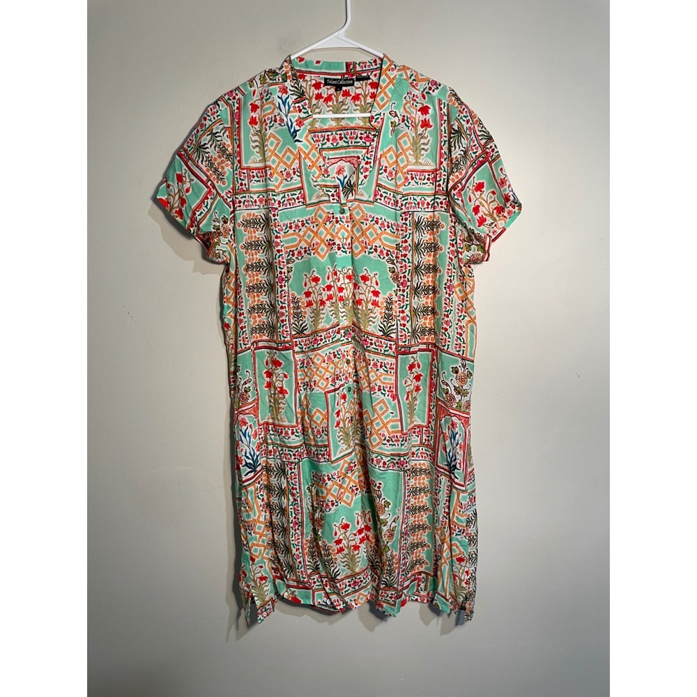 Tolani Collection Gina‎ Shirt Dress in Mint Multi Floral Dress Size Large